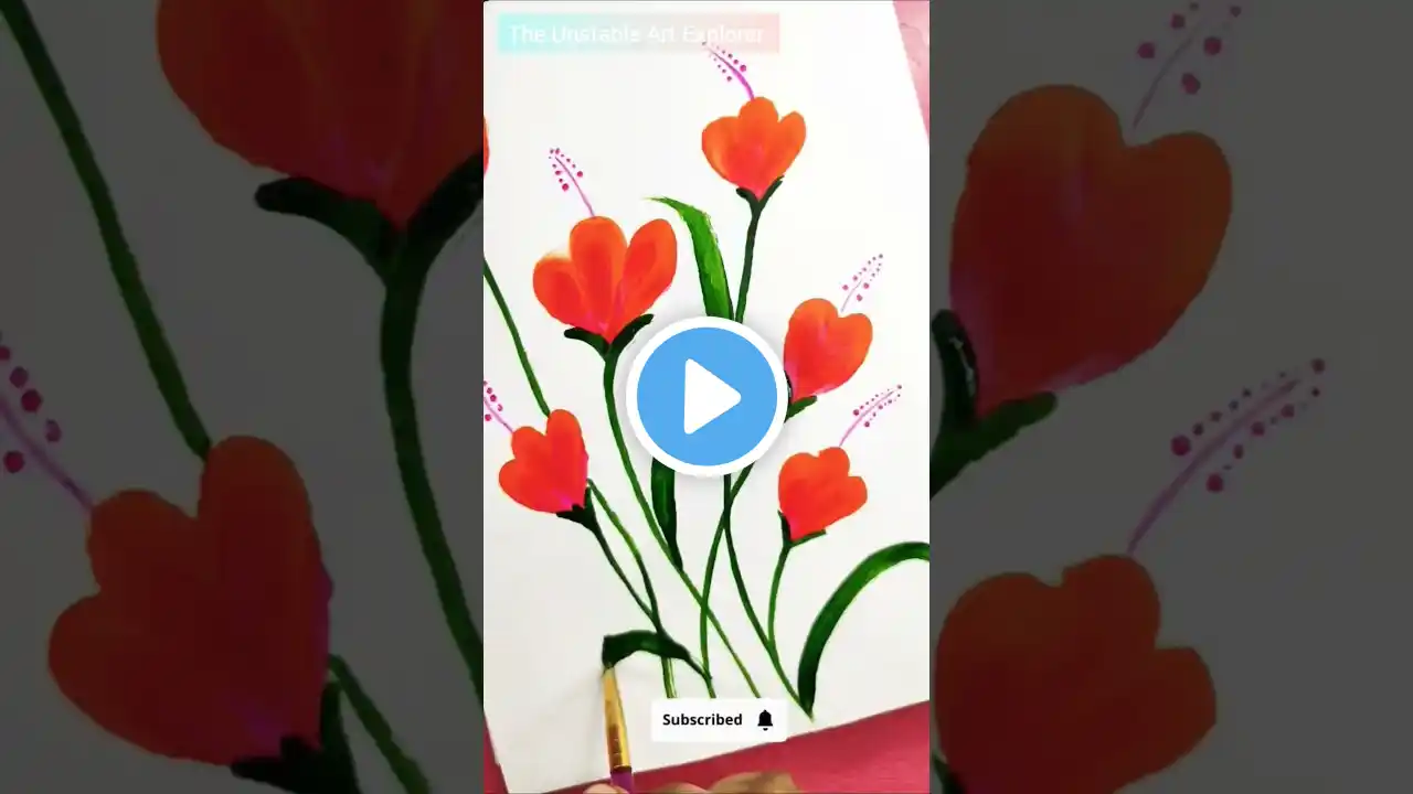 Easy flower painting 😍🏵️ #shorts #painting #flowerpainting #onestrokeflowers #ytshorts #art #short