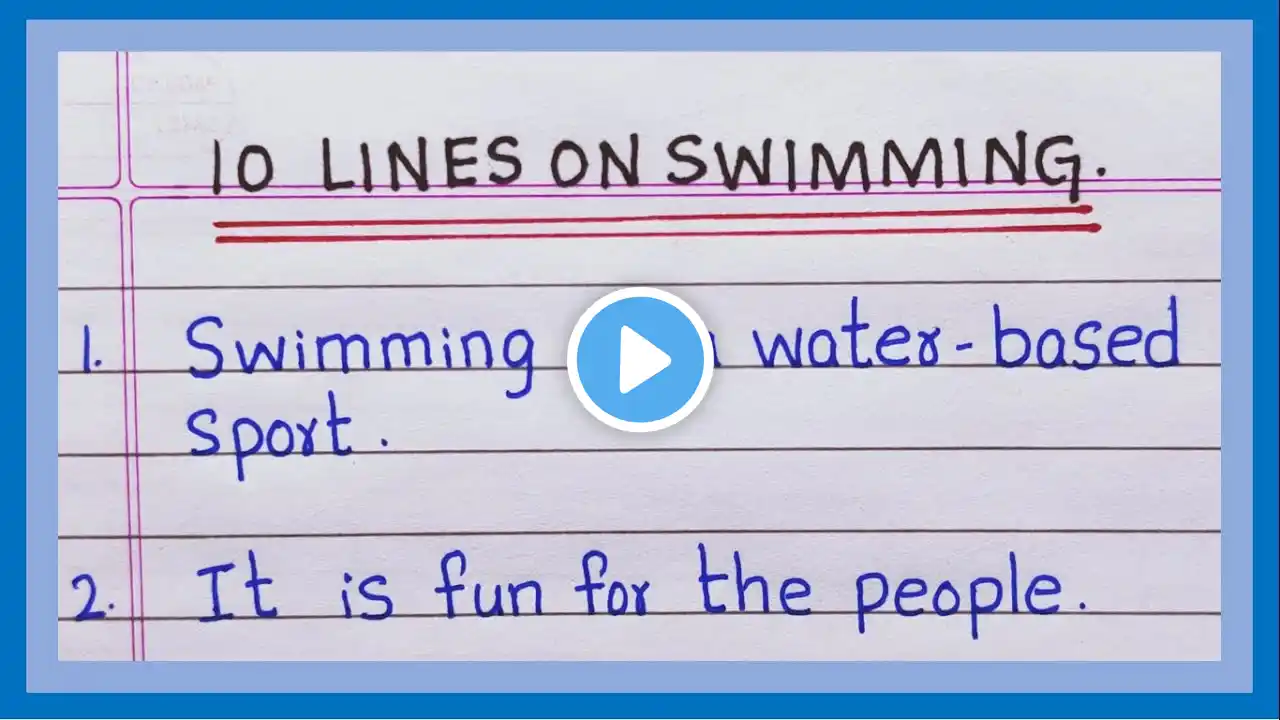 10 Lines on Swimming | in English | Few Lines on Swimming | My Hobby | My favourite Sport Swimming