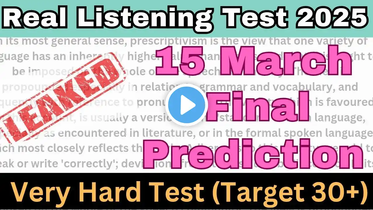 15 March 2025 IELTS Listening Test with answer key | Practice Test