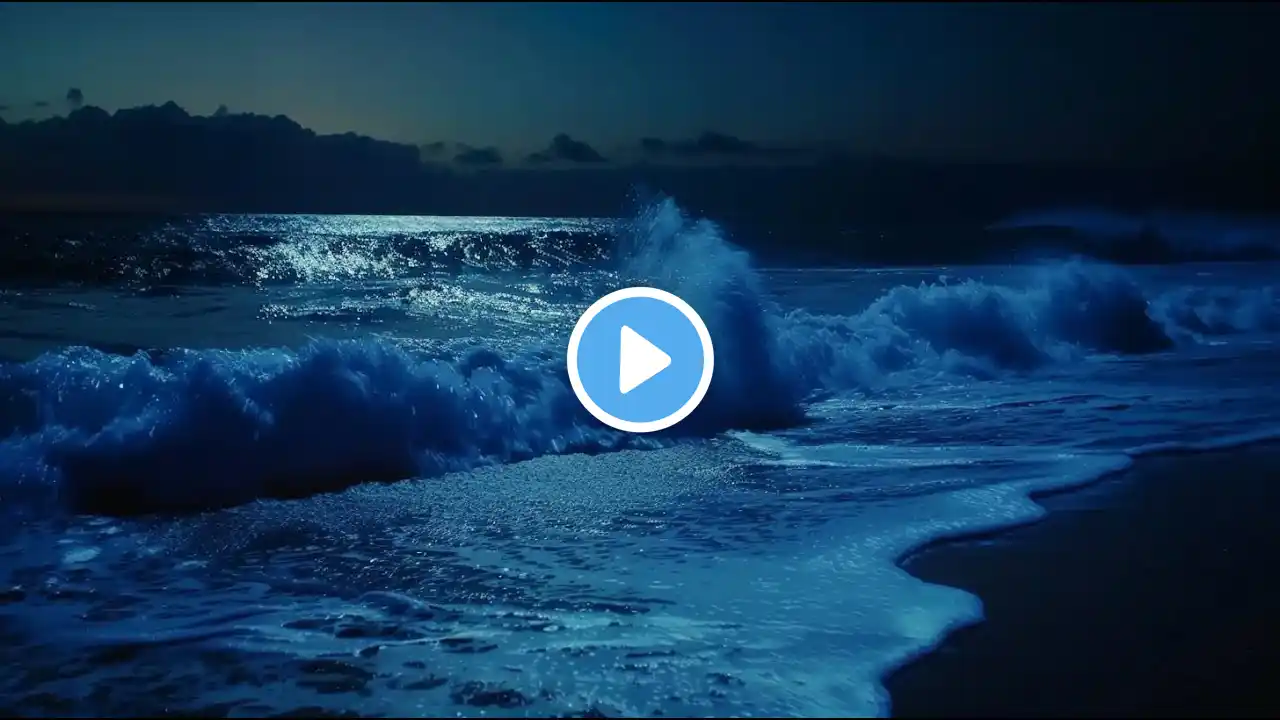 Stop Stress & Strain to Deep Sleep Instantly with Best Ocean Wave Sounds on a Dark at Night