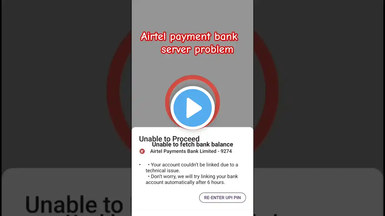 Airtel payments Bank server problem #airtel payment bank kyc issue #phone pe server problem #today