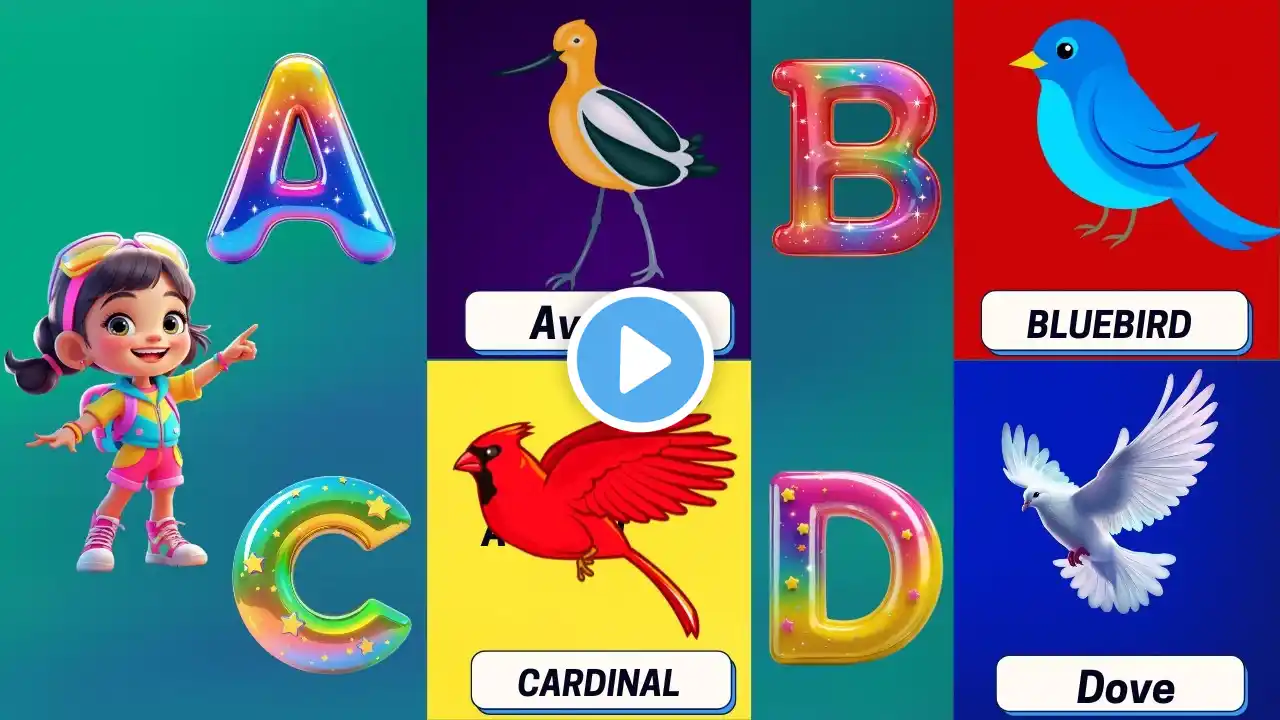 ABC Birds Song for Kids π¦ Fun Phonics & Bird Names A to Z Learn ABC with Animal Song |#abcd #kids