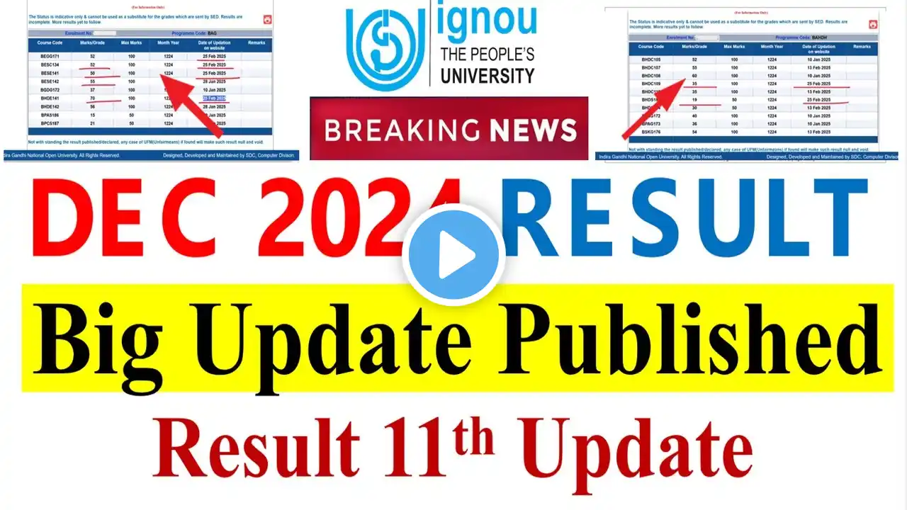 😮{Breaking News} IGNOU DEC 2024 Result Big Update Published | 11th Update | important information