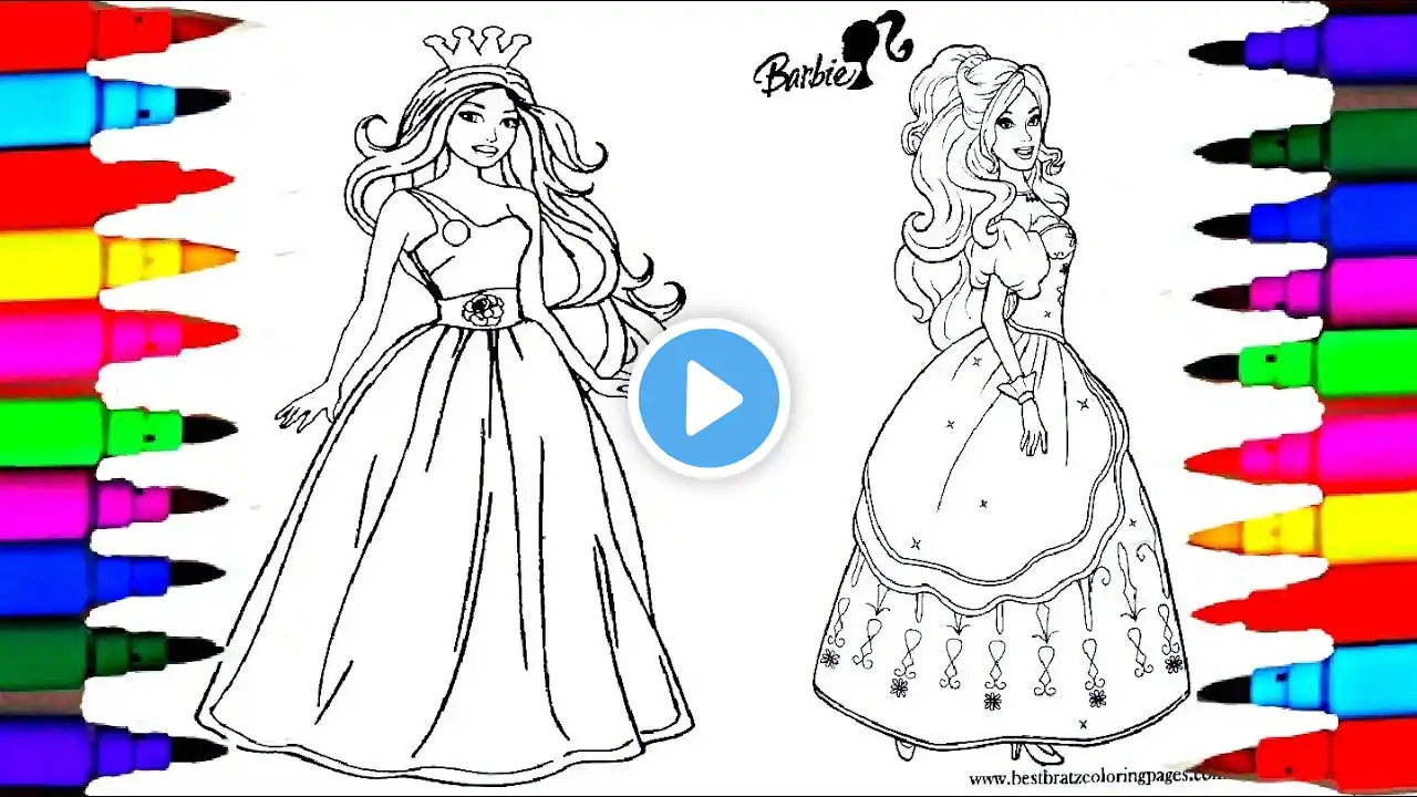 Learn Colors by Drawing Pages Coloring Barbie Princess Coloring Pages l Disney Barbie 2