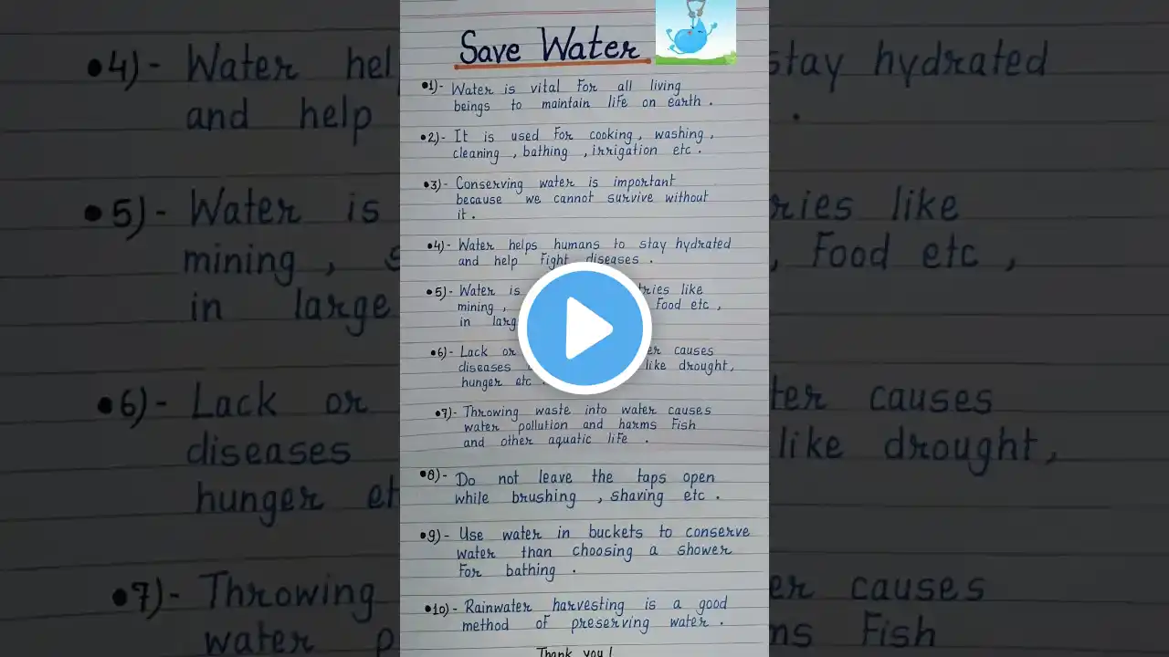 10 lines Essay on Save Water in English || Save Water essay || World Water Day || #ytshorts #viral