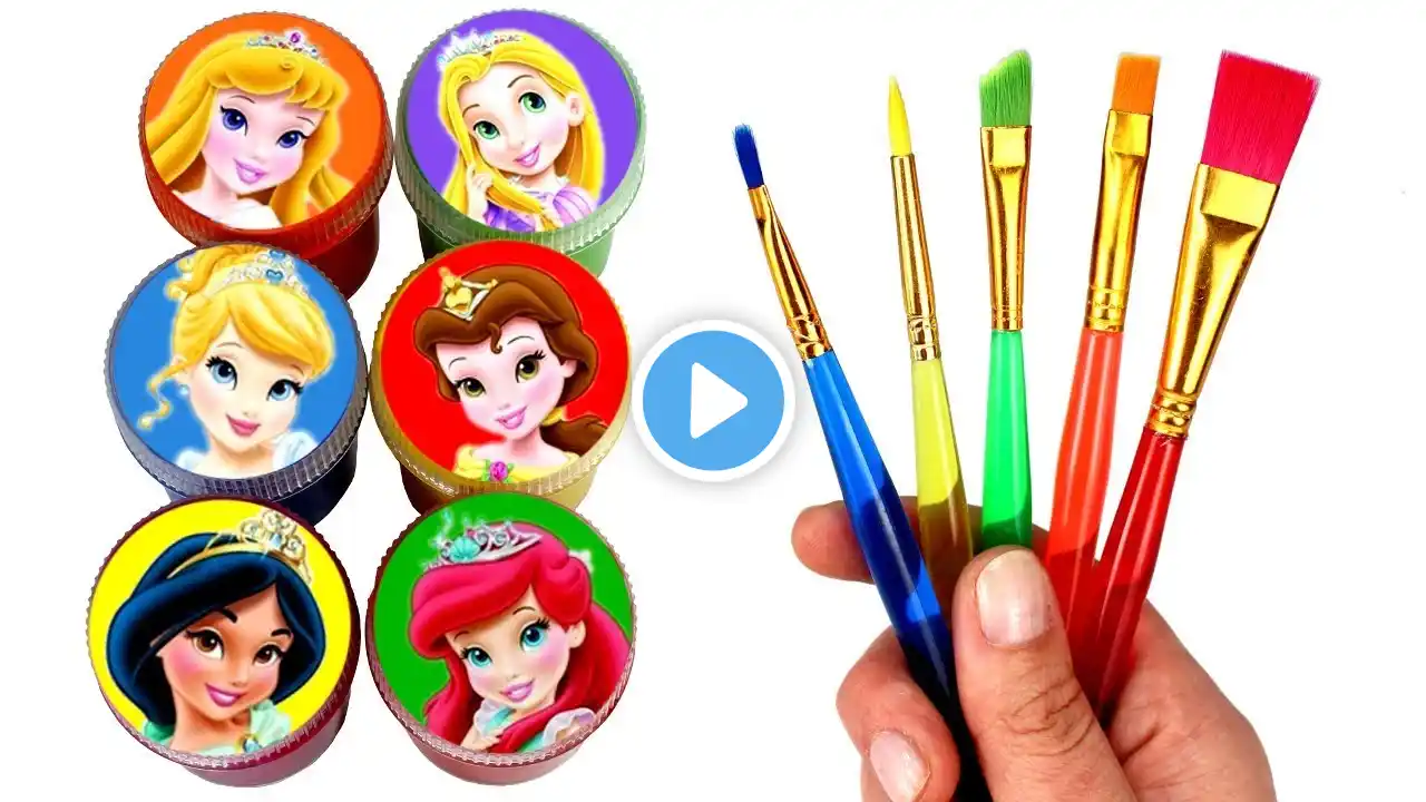 Disney Princess Baby Drawing and Painting with Surprise Toys Ariel Belle Jasmine Cinderella Rapunzel