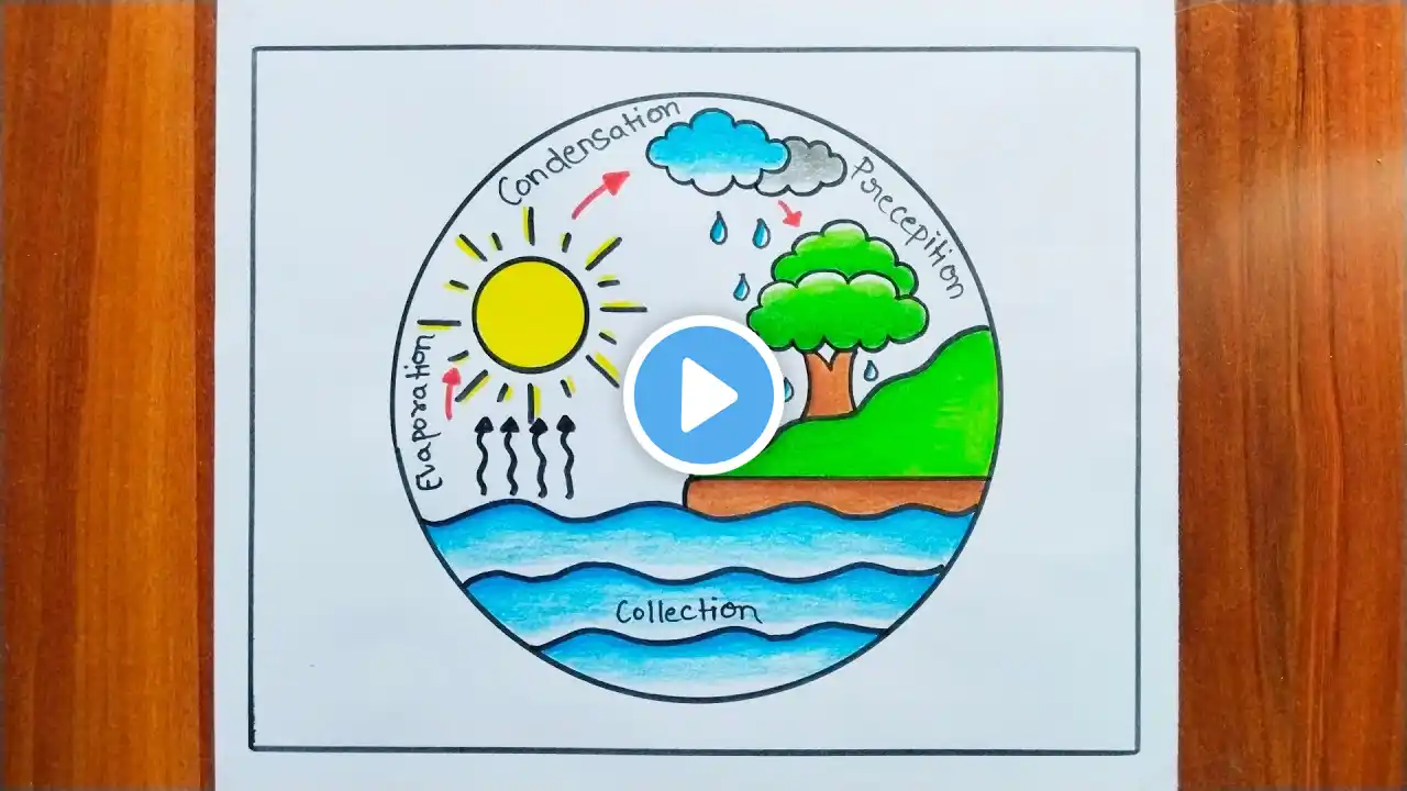 Water Cycle Project / Water Cycle Diagram / Water Cycle Easy Drawing / How To Draw Water Cycle