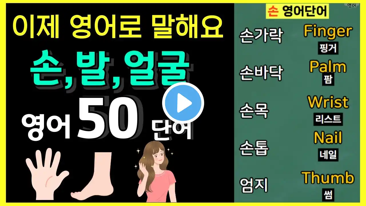 손, 발, 얼굴 영어로 말하기 | 백날 외워도 잘모르는 신체부위별 영어단어 모음 | [신체부위,털]