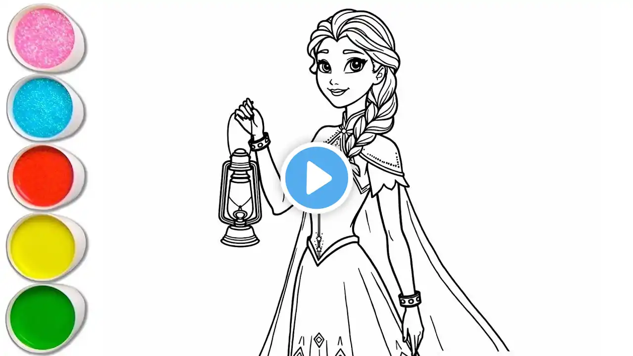 Beautiful Elsa frozen drawing for kids, Painting & coloring for kids, Toddlers |Let's draw Together