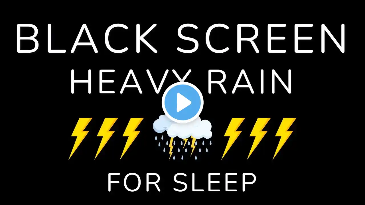 Beat Worry Within 3 Minutes to Deep Sleep Instantly with HEAVY RAIN & THUNDER Sounds - BLACK SCREEN