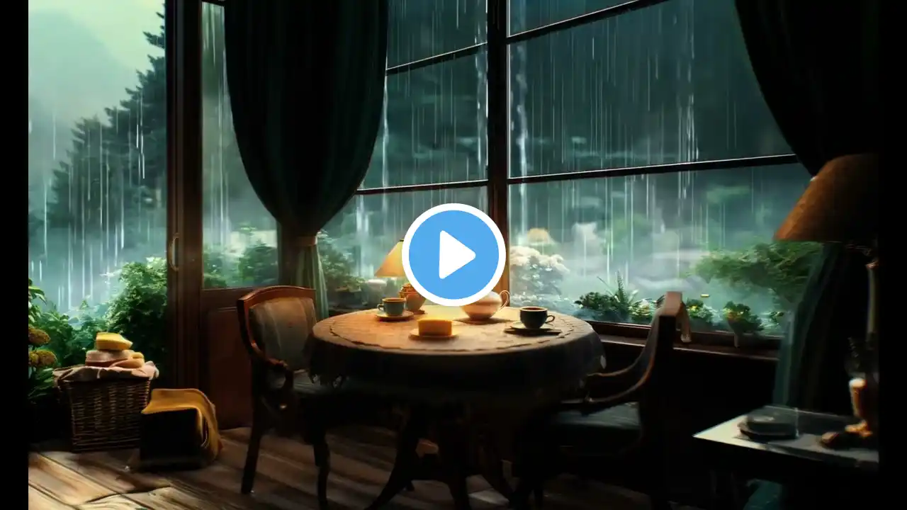 Cozy Rainy Coffee Shop Ambience ☕ | Relaxing Piano & Rain Sounds for Studying, Reading & Sleep