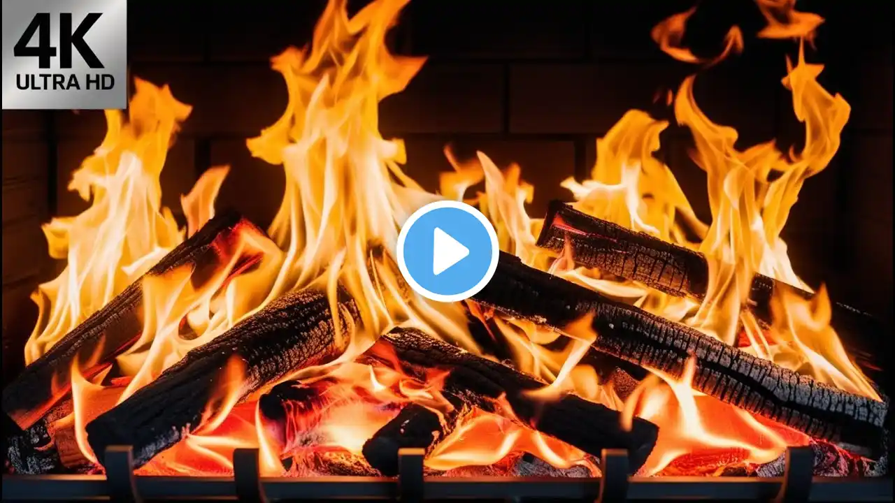 🔥 Cozy Fireplace 4K (12 HOURS). Fireplace with Crackling Fire Sounds. Fireplace Burning 4K 🔥 #008