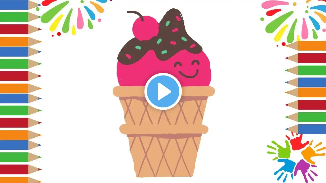 Cup Ice Cream Drawing with colour | How to draw ice cream preschool