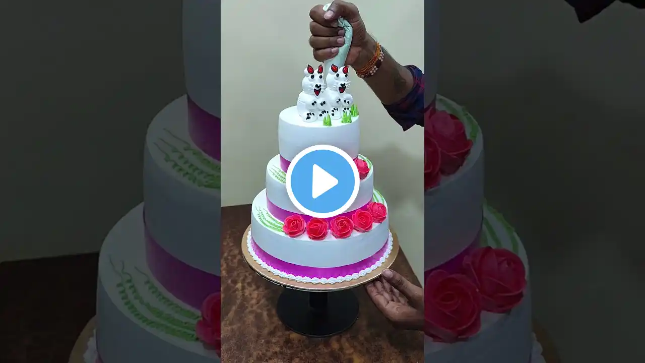 Teddy bears 🐻🐻 3 Step Cake design #trending #shortvideo #viral #ytshorts #shortsfeed