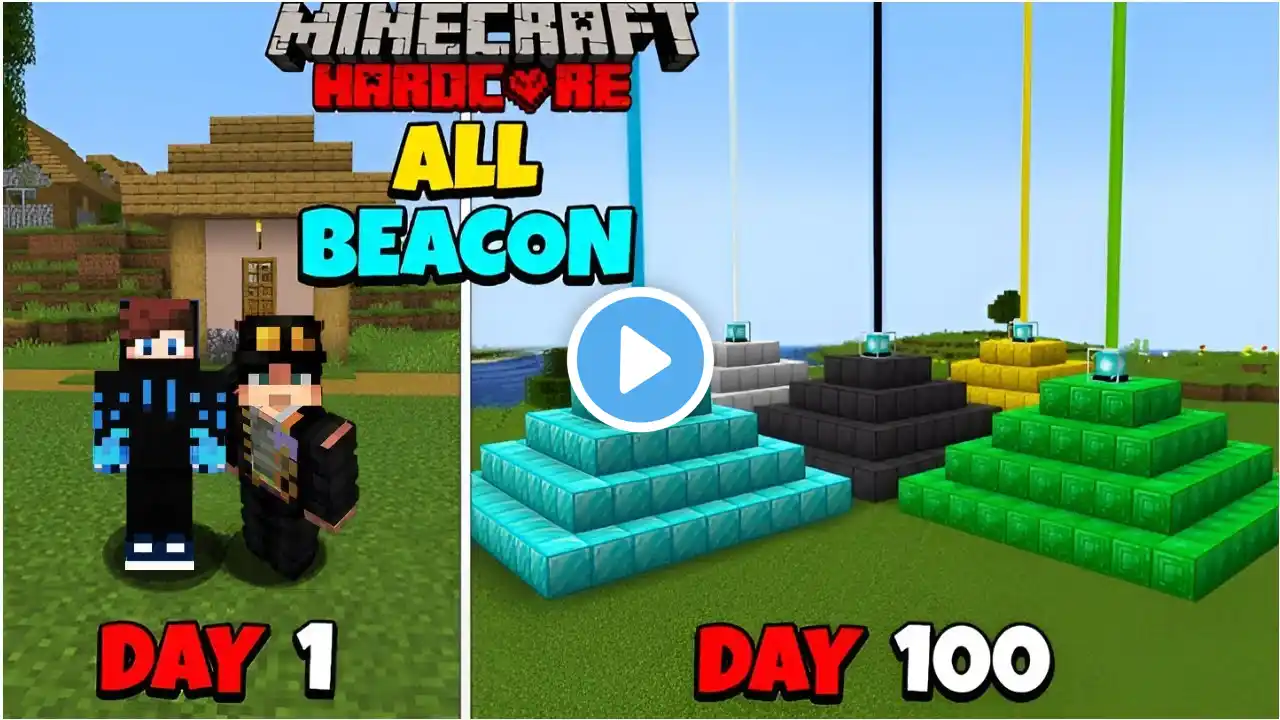 ALL 5 Beacons In 100 Days In Minecraft Hardcore