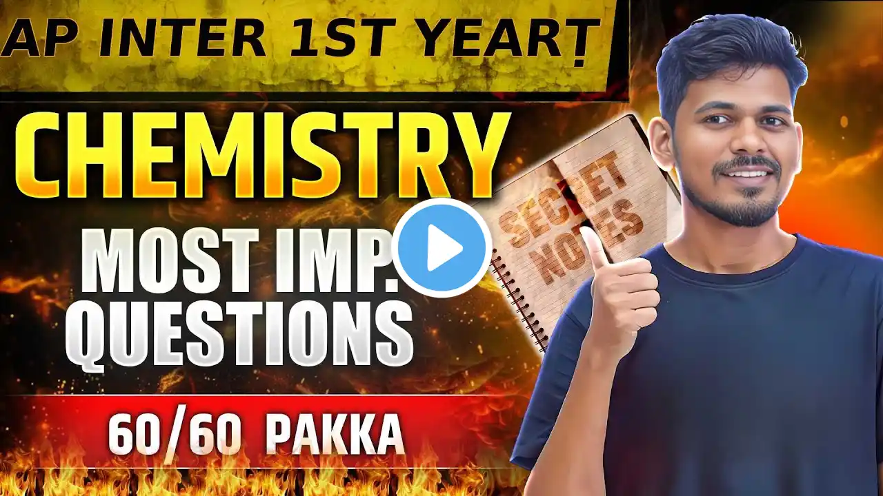 🔴 AP Inter 1st Year Chemistry most Imp 8 marks, 4m, 2m Questions | Score 60/60 in IPE 2025