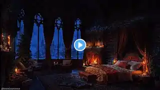 Cozy Castle Bedroom For Instant Sleep 8 Hours Of Rain, Fireplace & Thunderstorm Bliss