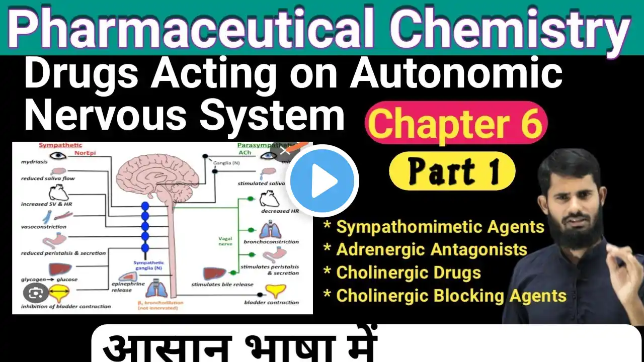Pharmaceutical Chemistry Chapter 6 || Drugs Acting On Autonomic Nervous System