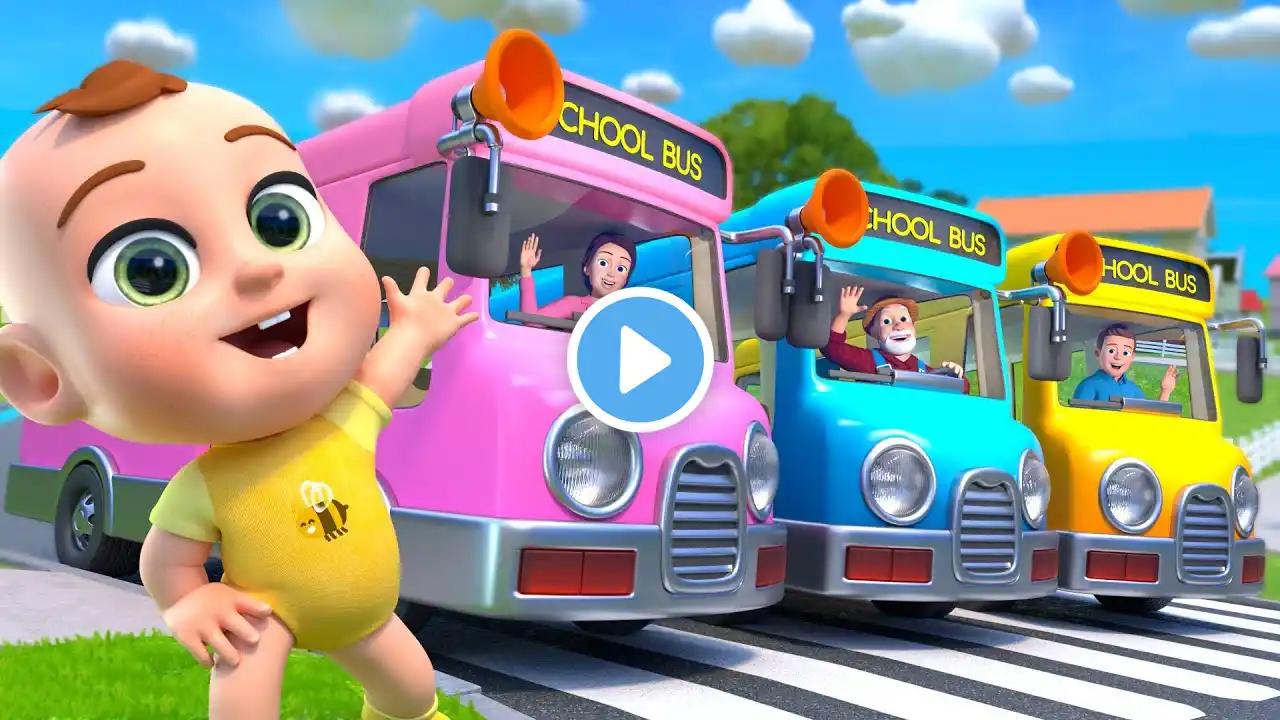 Wheels On The Bus | 3 Colored Buses💛💗💙 +More Lalafun Nursery Rhymes & Kids Songs