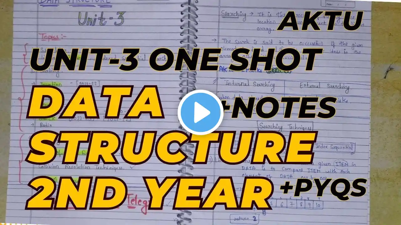 Data Structure Aktu | One shot of Unit 3 | Data Structure PYQ solution | Aktu Exam | B-Tech 2nd year