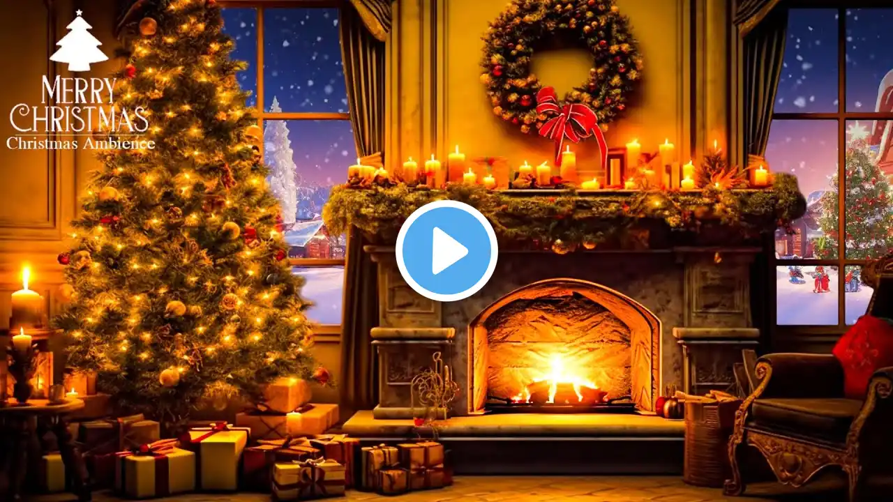 Nat King Cole, Bing Crosby, Frank Sinatra, D.Martin🌟Classic Christmas Music [12 Hour Fireplace Loop]