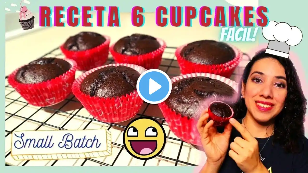 RECETA 6 CUPCAKES DE CHOCOLATE 🍫 SMALL BATCH 🧁 Fácil sin batidora