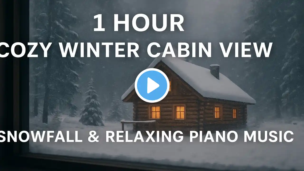 1 Hour Cozy Winter Cabin View βοΈ Snowfall & Relaxing Piano Music for Sleep, Study & Relaxation