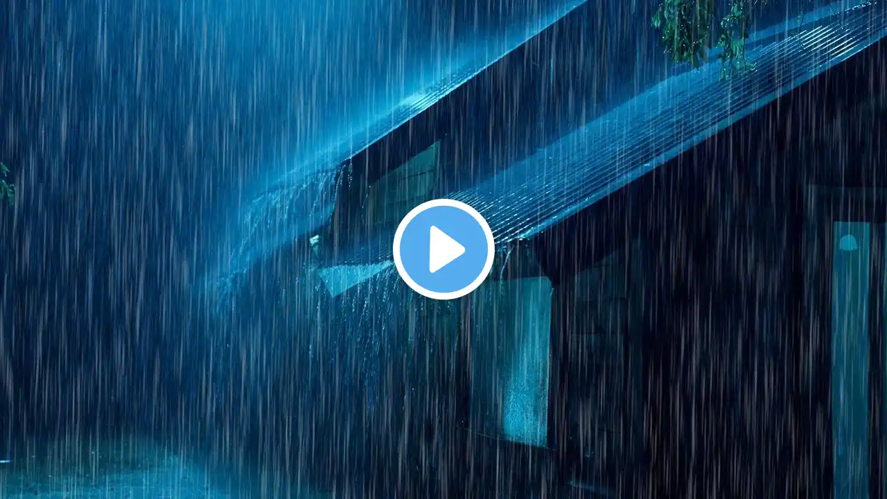 Goodbye Insomnia With Heavy RAIN Sound | Rain Sounds On Old Roof In Foggy Forest At Night, ASMR
