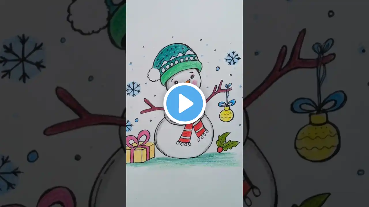 How to draw a snowman #christmas #snowman