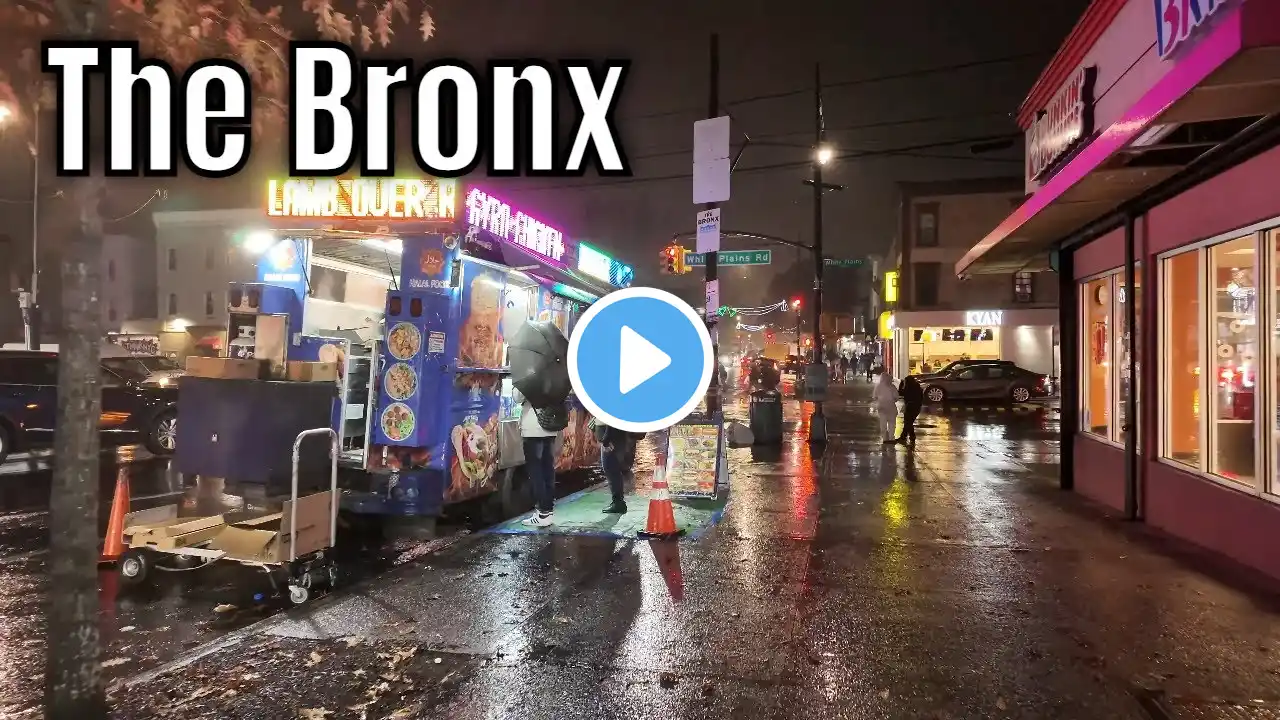 The Bronx | Rainy Night Walk | 4K Walking Tour