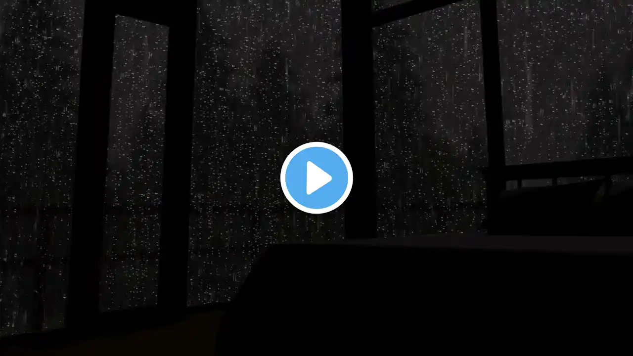 Black Attic Window🪟Heavy Rain & Thunder⛈️Sleep Instantly With Rain falling On The Attic Window💤