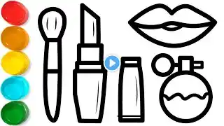 Mirror Drawing a Makeup Set and coloring Step by Step for Kids Makeup Drawing‪@BachaParty17‬