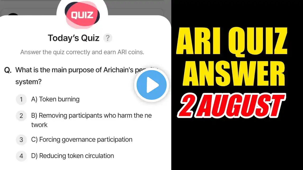 What is the main purpose of Arichain’s penalty system? | Ari Wallet Quiz 1 August | Listing Date