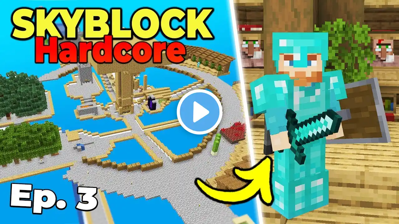 FULL DIAMOND ARMOR in Skyblock, But it's Minecraft Hardcore Survival (#3)