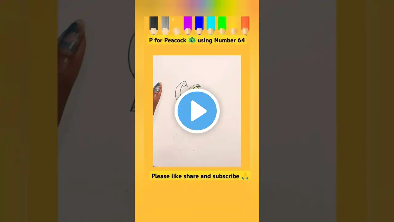 Draw Peacock using number 64#shorts #short #shortsviral #shortsfeed