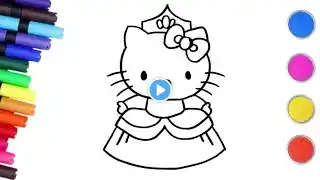 Cute, Princess, Hello, Kitty👑🎀👸🏻drawing painting coloring for kids, toddlers, Easy Drawing For Kids