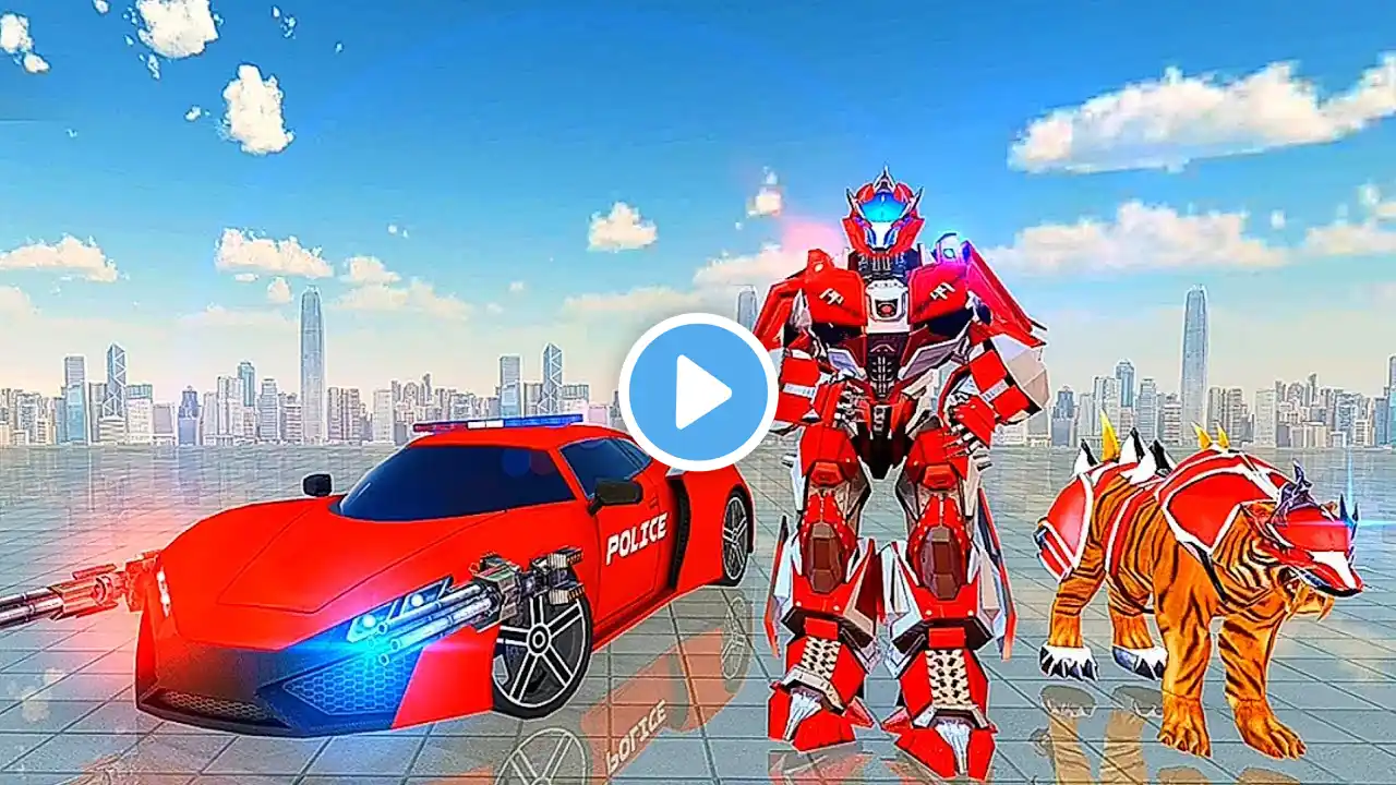 Red Robot US Police Wild Tiger Sport Car Truck Airplane Transport | Android iOS Gameplay