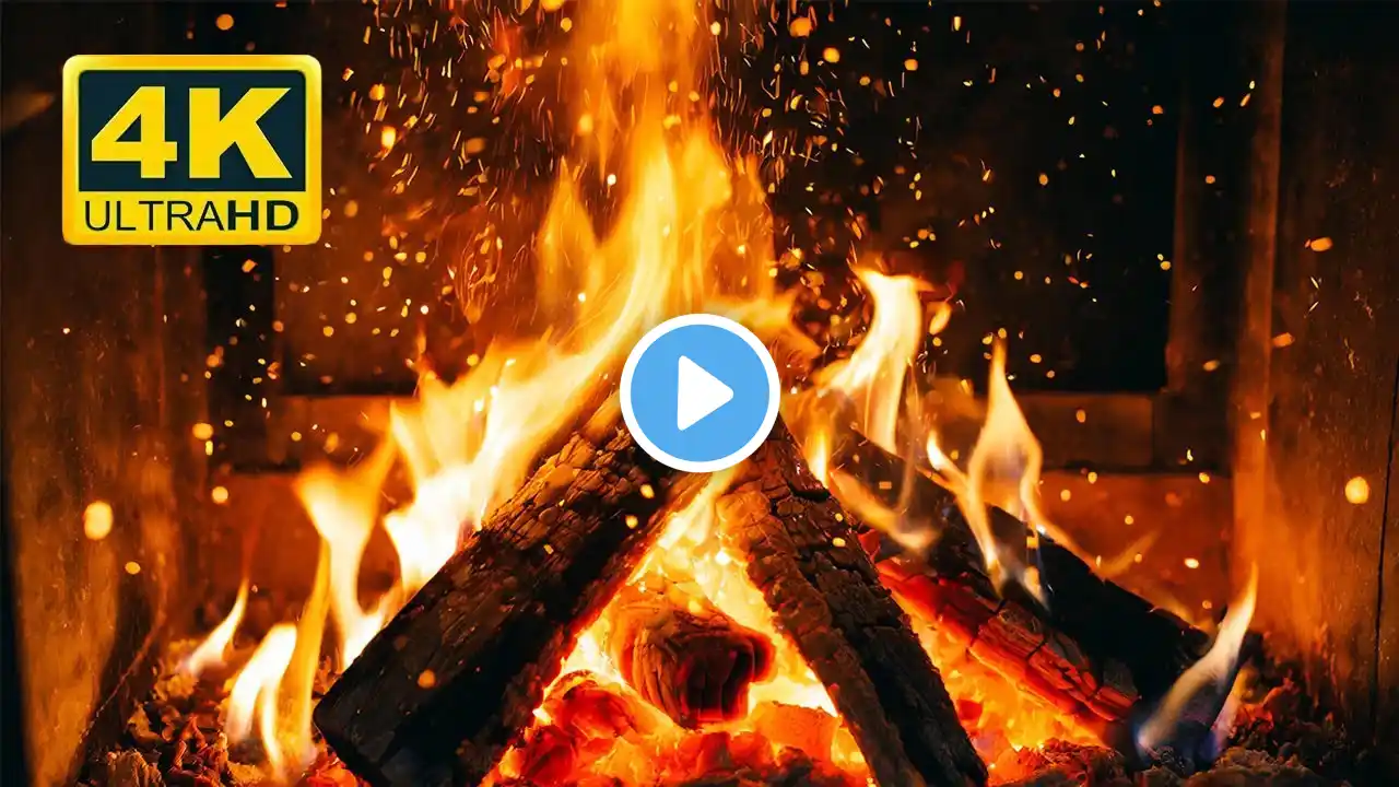 π₯ FIREPLACE 4K (12 HOURS) Relaxing Fireplace with Burning Logs and Crackling Fire Sounds.