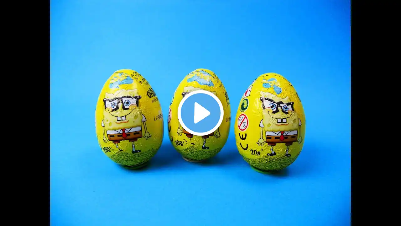 3 SpongeBob Kinder Surprise Eggs uboxing - Sponge Bob nickelodeon collection eggs opening SE&TU