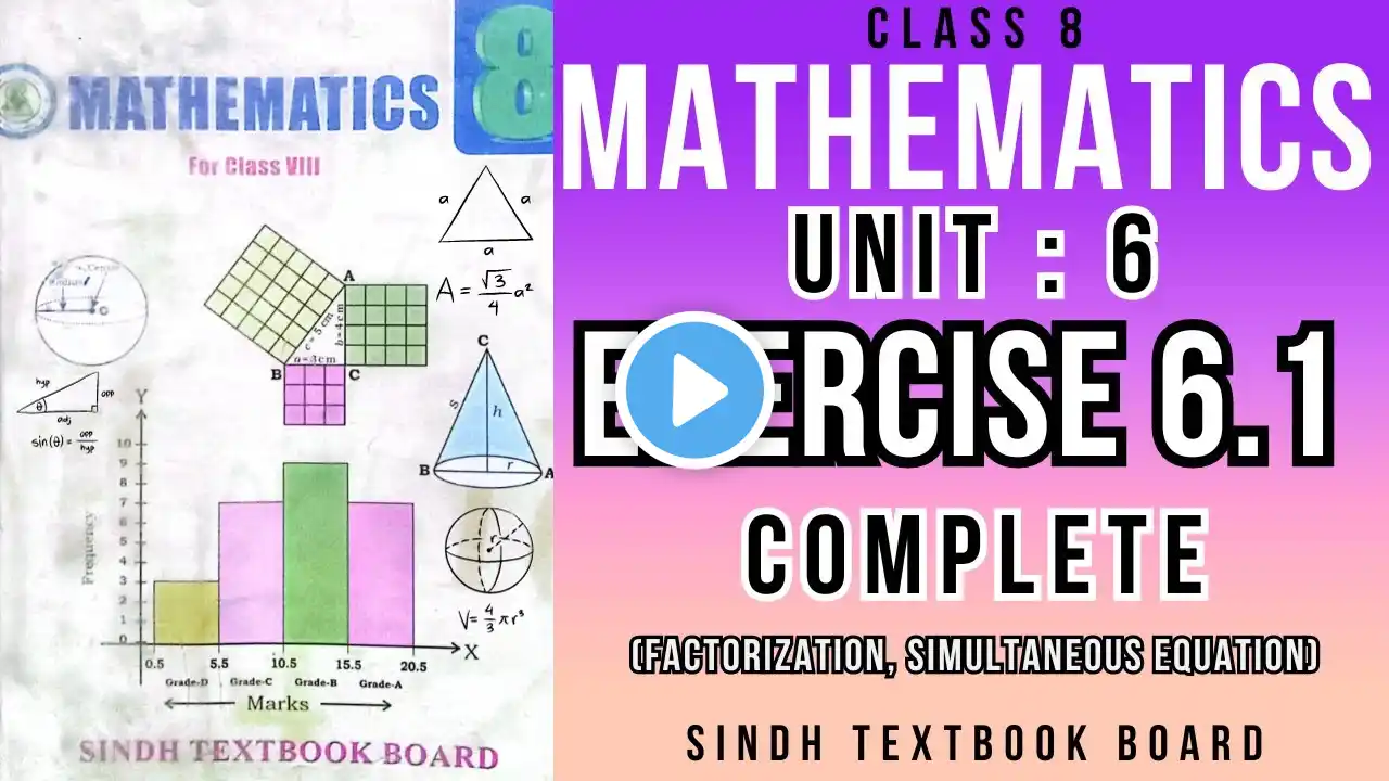 Exercise 6.1 Class 8 Mathematics Sindh textbook | Class viii Mathematics