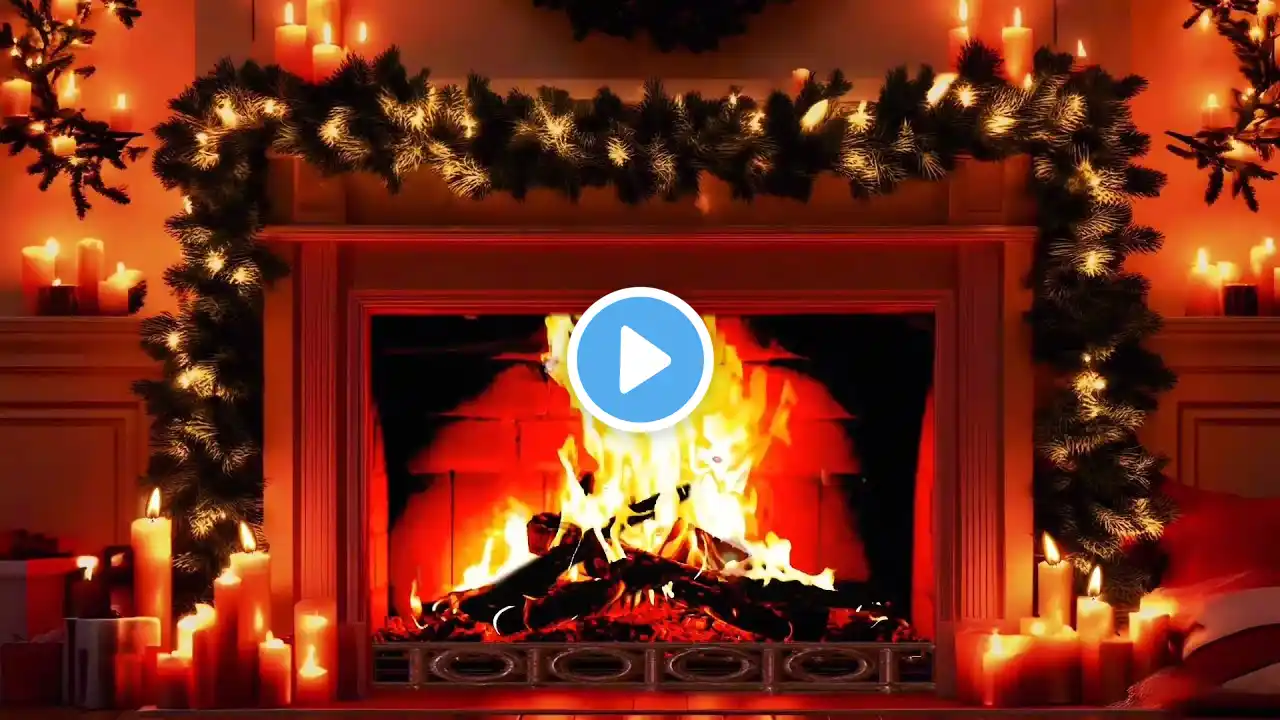 Christmas Fireplace 12 Hrs - Crackling Fire Atmosphere with Burning Logs [ No Music ]