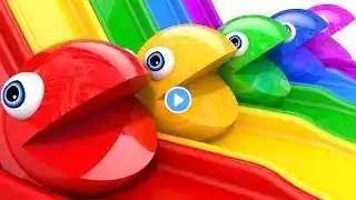 Learn Colors with Street Vehicle VS PACMAN Magic Water Slide Color Shape Pretend Play for Kid