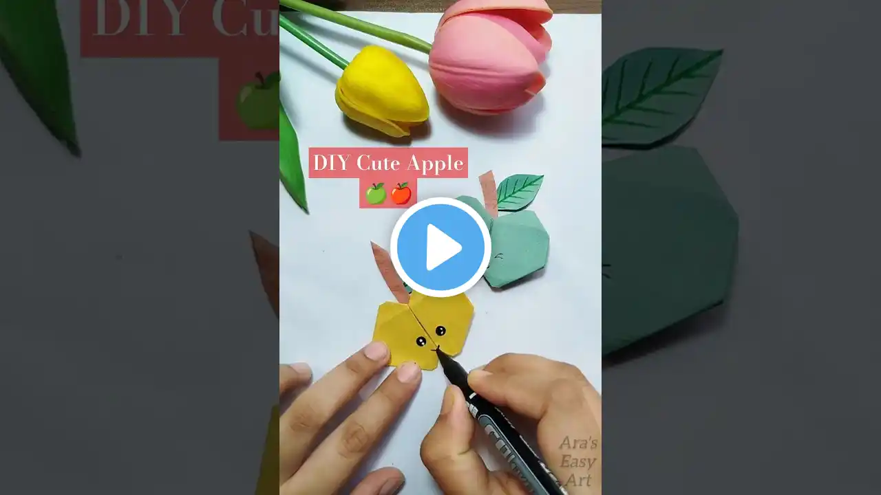 Diy Origami Apple Paper Craft for kids @ArasEasyArt #diy #craft #ytshorts #viralshorts #origami