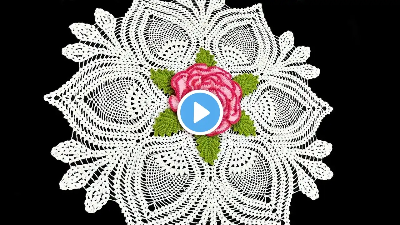 Crochet pineapple doily part 5 ( English subtitle is available )  كروشيه مفرشة أناناس الجزء الخامس