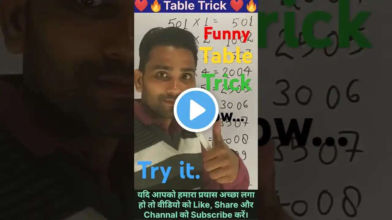 Easy Table Trick 🔥| Table of 501 Easy Trick #viral #fun #ashortaday #trending #shorts #youtubeshorts