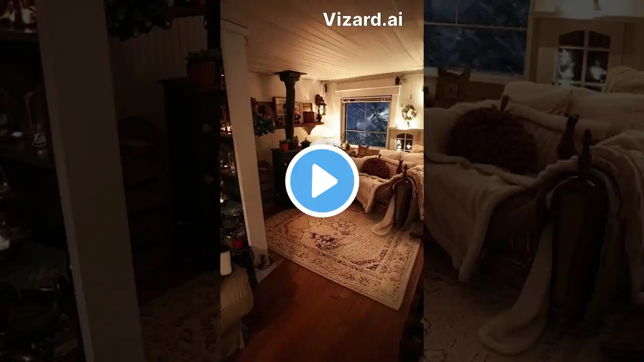 Sleep in a Cozy Snowy Cabin3   Winter Ambience# with Crackling Fireplace Sounds and Relaxing Snow#