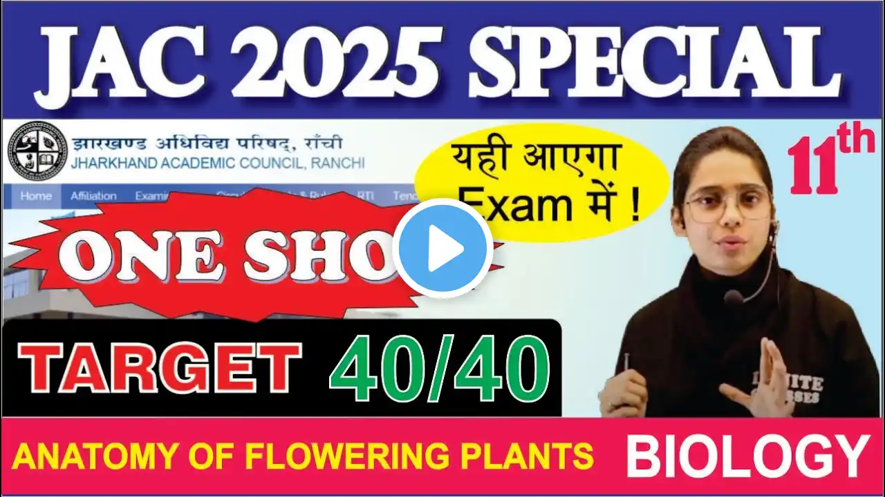 ONE SHOT - ANATOMY OF FLOWERING PLANTS | BIOLOGY | MCQs - JAC BOARD | CLASS - 11th |