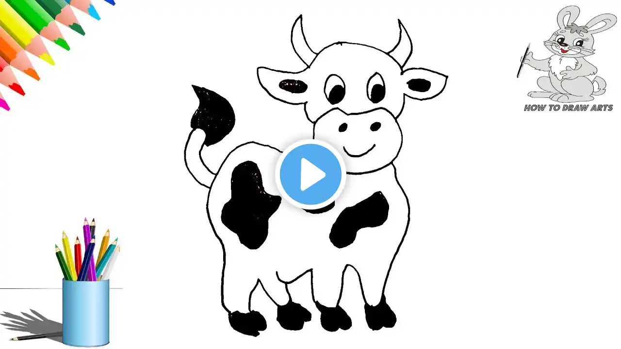 How To Draw Happy Cow || A Happy Cow Drawing In Easy Way || Drawing For Kids