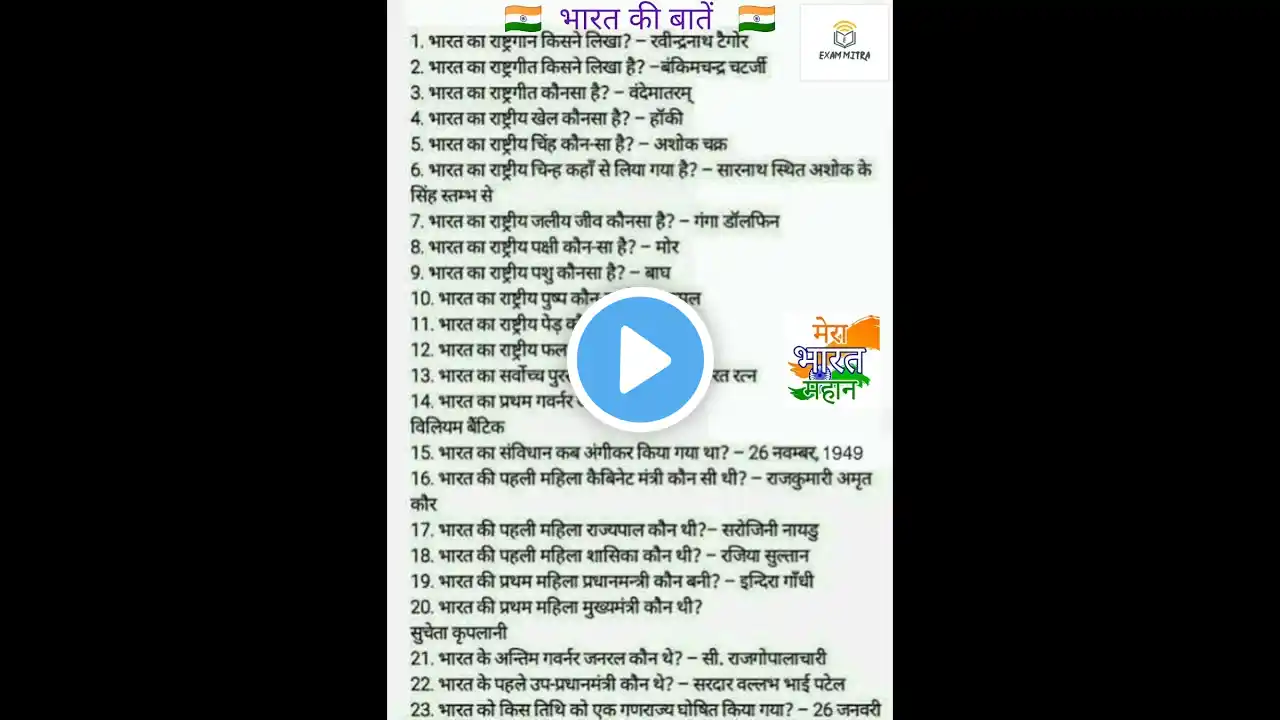 💁 भारत की बातें 🇮🇳🇮🇳 #shortvideo #shorts #gk #gkquiz #gkhindi