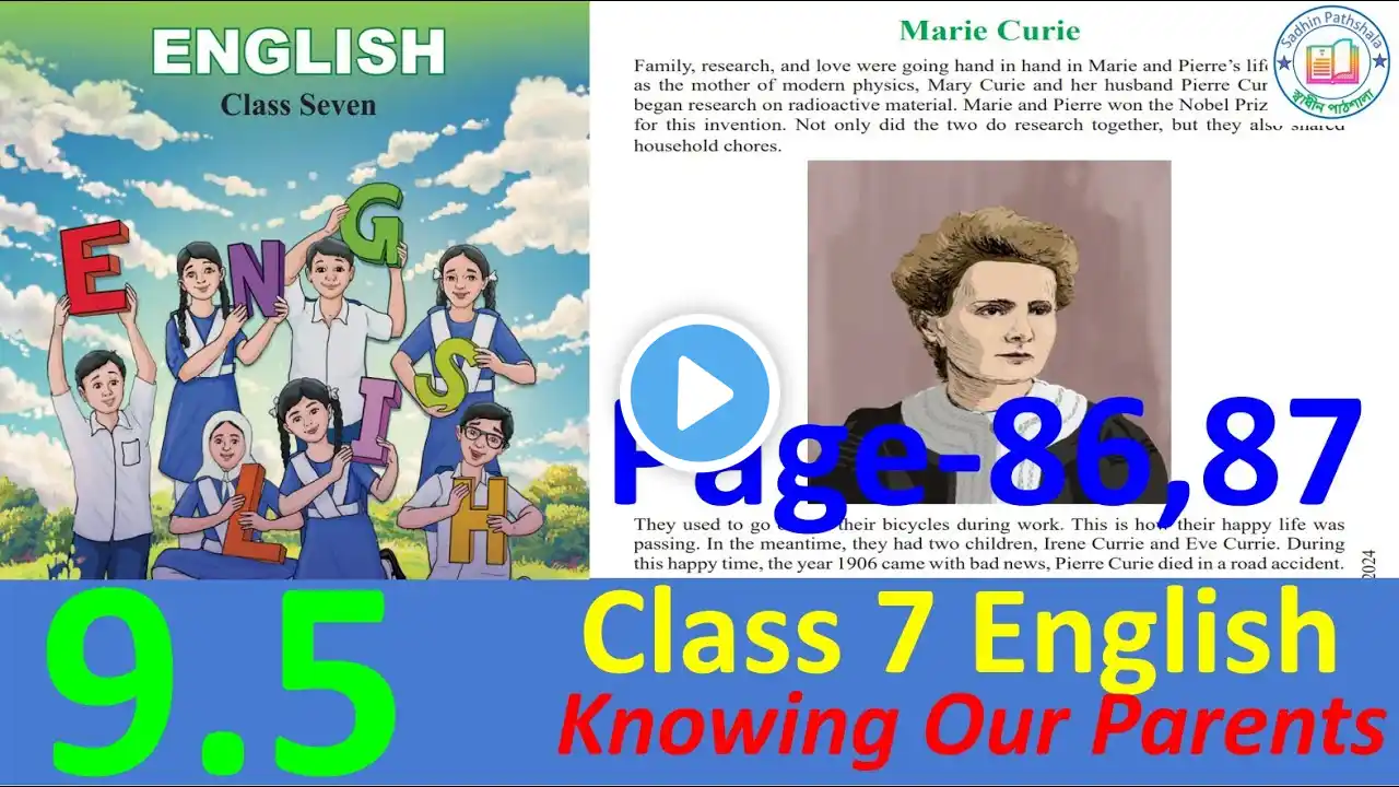 class 7 english chapter 9 lesson 9.5 page 87 2024 || Knowing Our Parents || English class 7 87 page